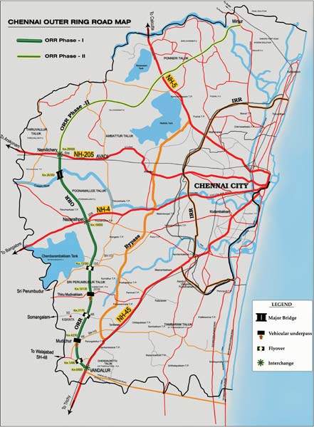 Chennai Map With Road Chennai Outer Ring Road (ORR), Tamil Nadu   Verdict Traffic