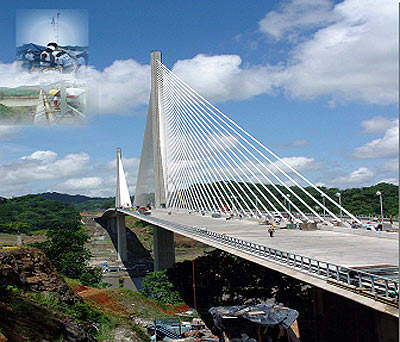 The new Panama Canal crossing is a cable-stayed bridge carrying six lanes of traffic.